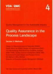 VDA 4 Section 3 Quality Assurance in the Process Landscape:. Methods. Design for Manufacturing and Assembly (DFMA), Digital Mock-Up (DMU), Design of Experiments (DoE) - Trial Methodology, Manufacturing Feasibility Analysis, POKA YOKE, Quality Function De